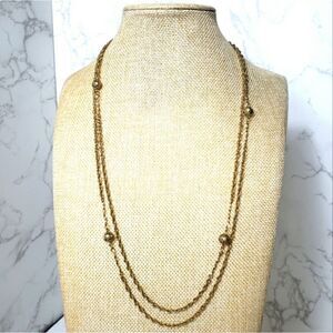 VINTAGE Single Strand Twisted Rope Chain Filigree Metal Beads Necklace
